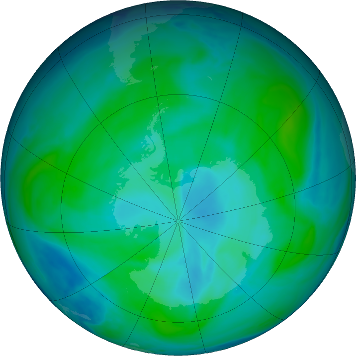 Antarctic ozone map for 19 January 2024